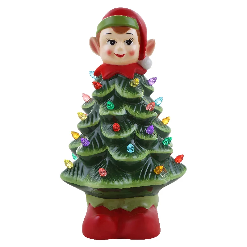 15 in. Nostalgic Ceramic Elf Tree