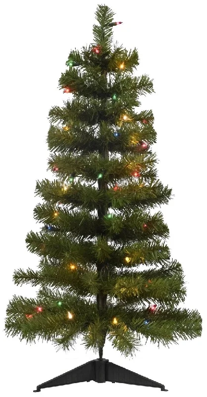 36" Mini Artificial Pre-Lit Foyer Tree with Stand