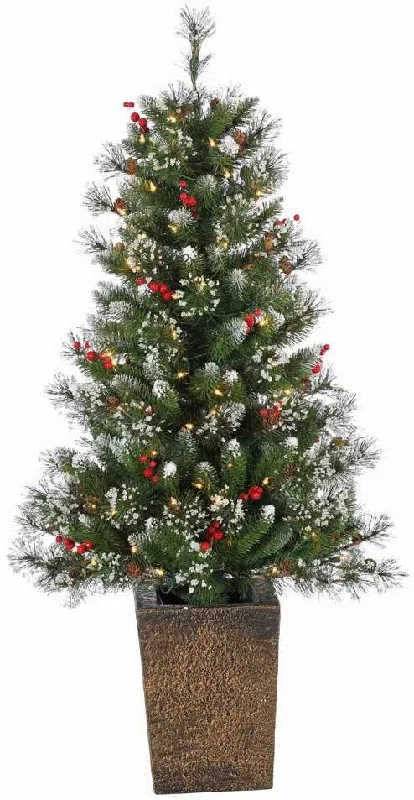 4' Windsor Glazier Pine Pre-Lit Potted Artificial Christmas Tree