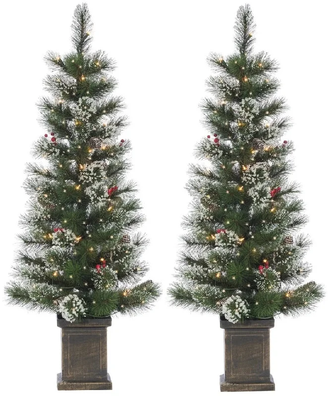 2-Piece 4' Windsor Glazier Pine Pre-Lit Artificial Foyer Trees