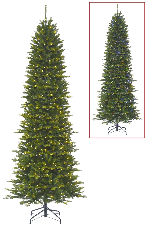 Ashcroft Spruce Dual Color LED PowerConnect™ Pre-Lit Artificial Slim Christmas Tree