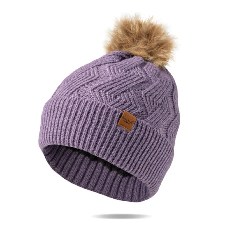 Britt's Knits Purple Mainstay Pom Hat