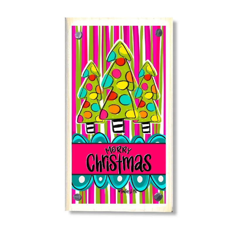 Funky Striped Christmas Tree Trio Happy Block