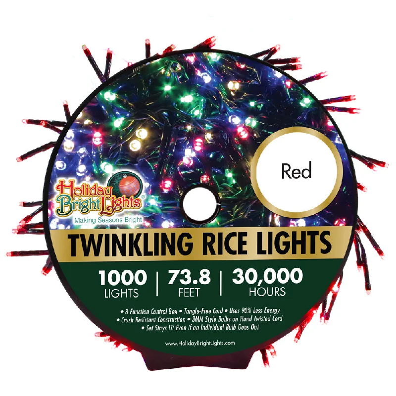 (Red) 1000 LED Reel Red Rice Lights