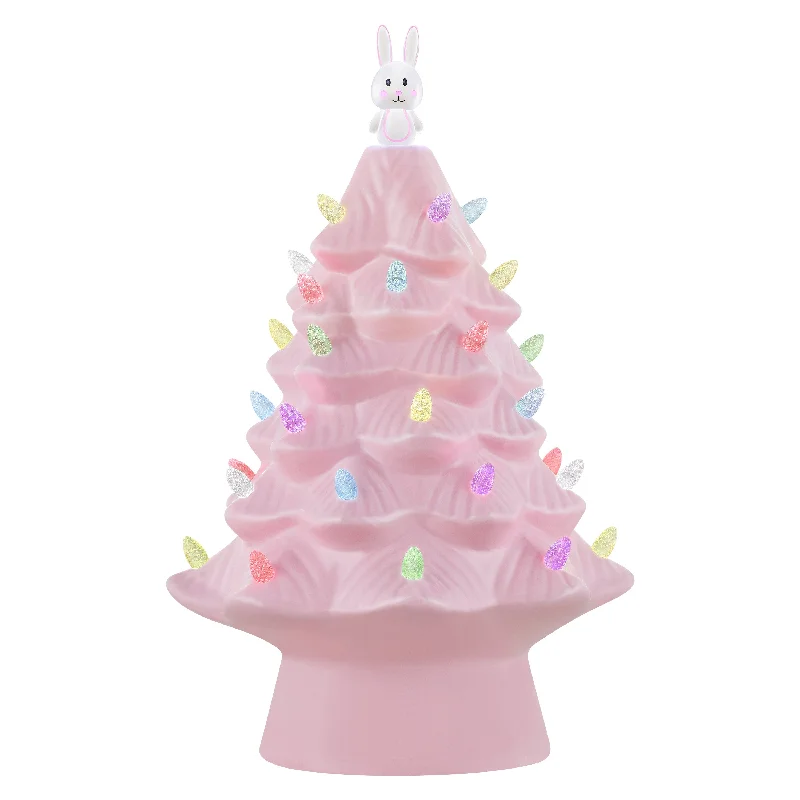 Mr. Cottontail 13 in. Ceramic Easter Bunny Pink Tree