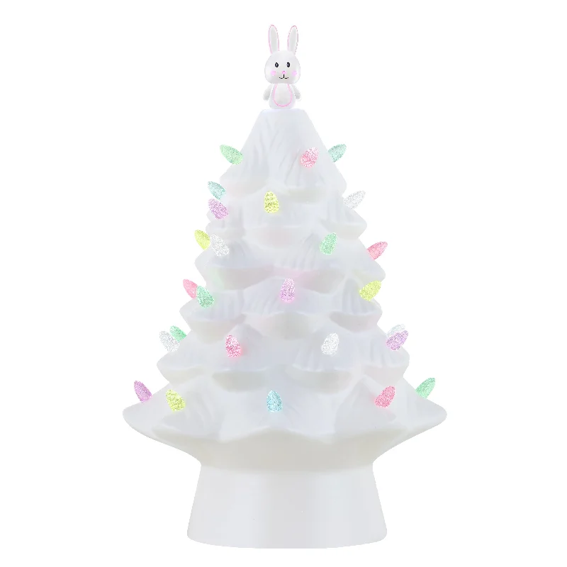 Mr. Cottontail 13 in. Ceramic Easter Bunny White Tree