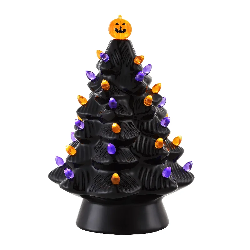 12 in. Ceramic Halloween Tree - Black