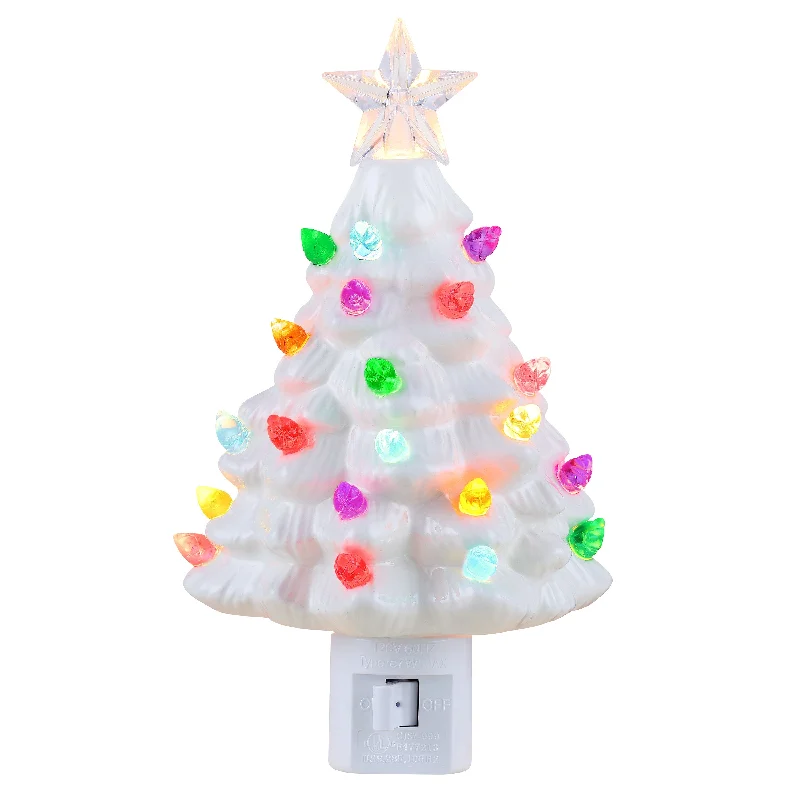 6 in. Nostalgic Ceramic Tree Nightlight - White