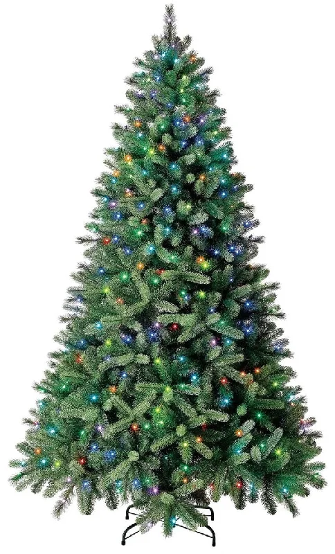 Pre-Lit LED Color Blast Lincoln Fir Quick Set Artificial Christmas Tree with Remote Control