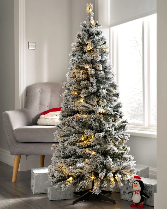 Pre-Lit Snow Flocked Pop-Up Christmas Tree, 5 ft