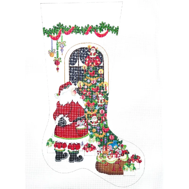 Santa Looking at Tree Full Size Stocking