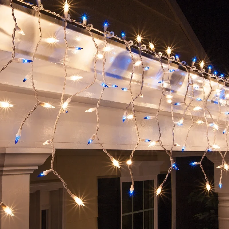 Set of 300 Icicle Lights on a White Wire