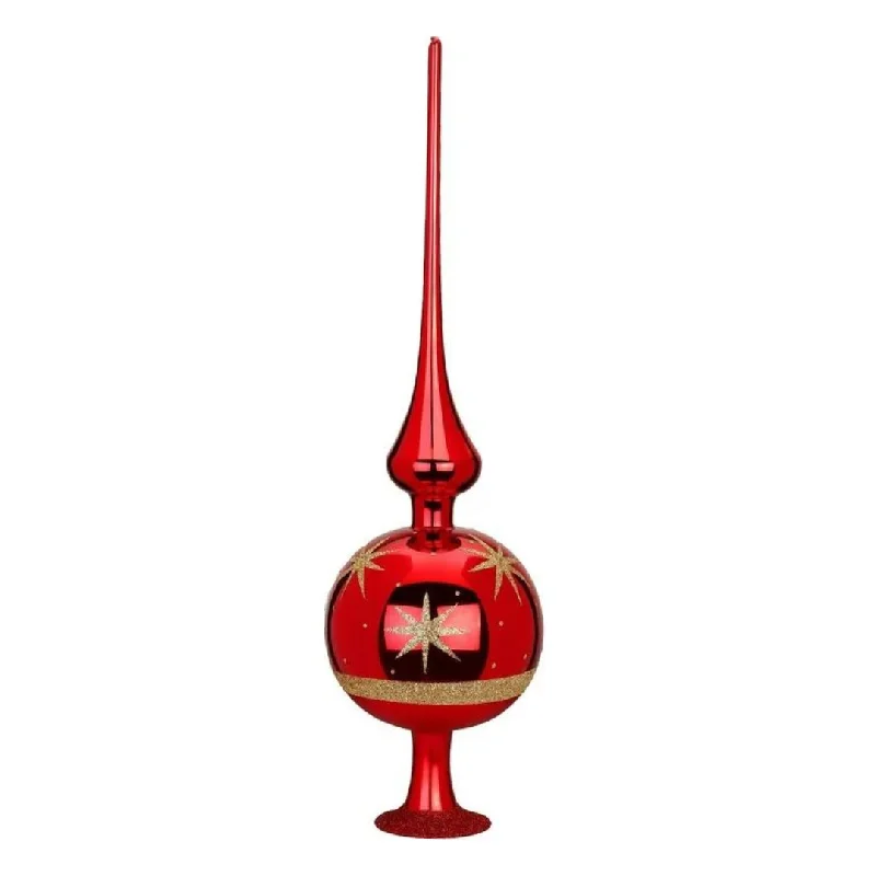 Starry Sky Finial Tree Topper, red shiny, 36cm by Inge Glas of Germany