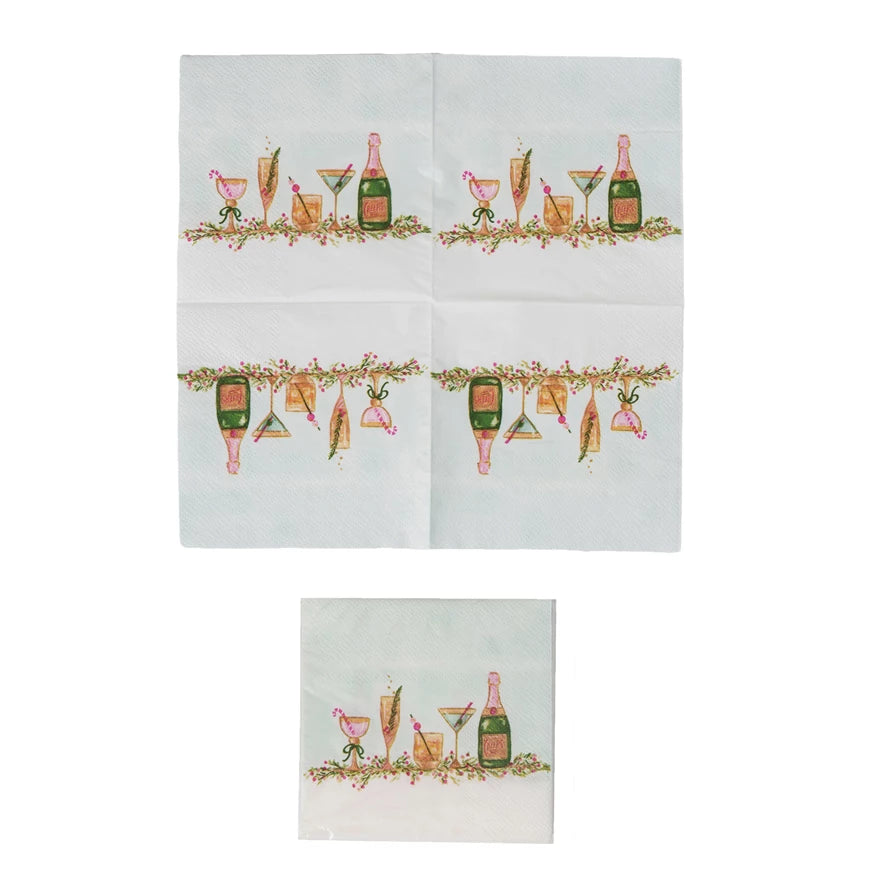 4" Square Paper Holiday Cocktail Napkins