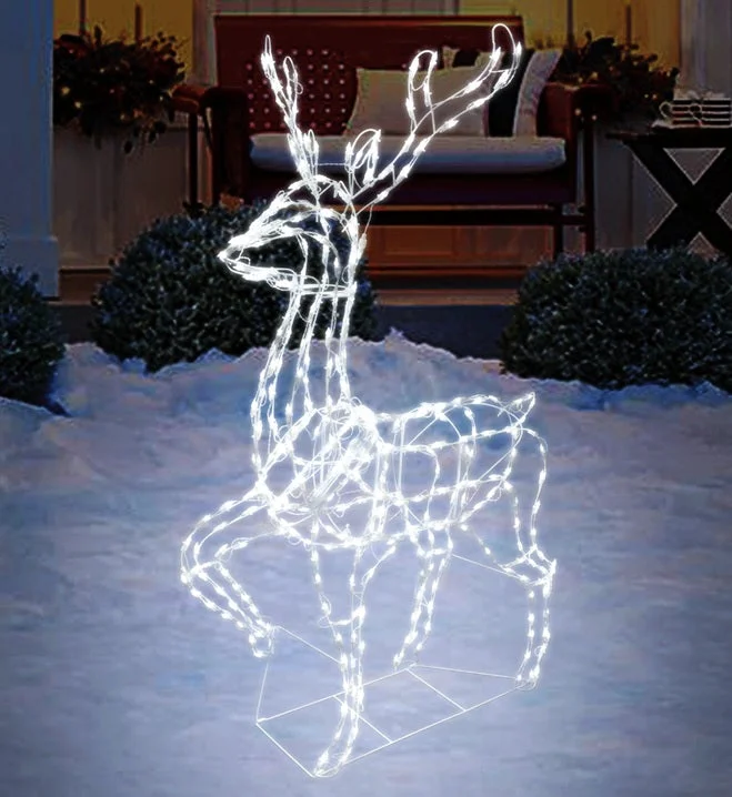 67" Twinkling Pure White LED Elegant Buck Wire Sculpture