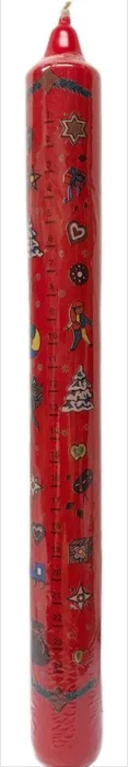 Advent Calendar Taper Candle, Red by EWA Kerzen