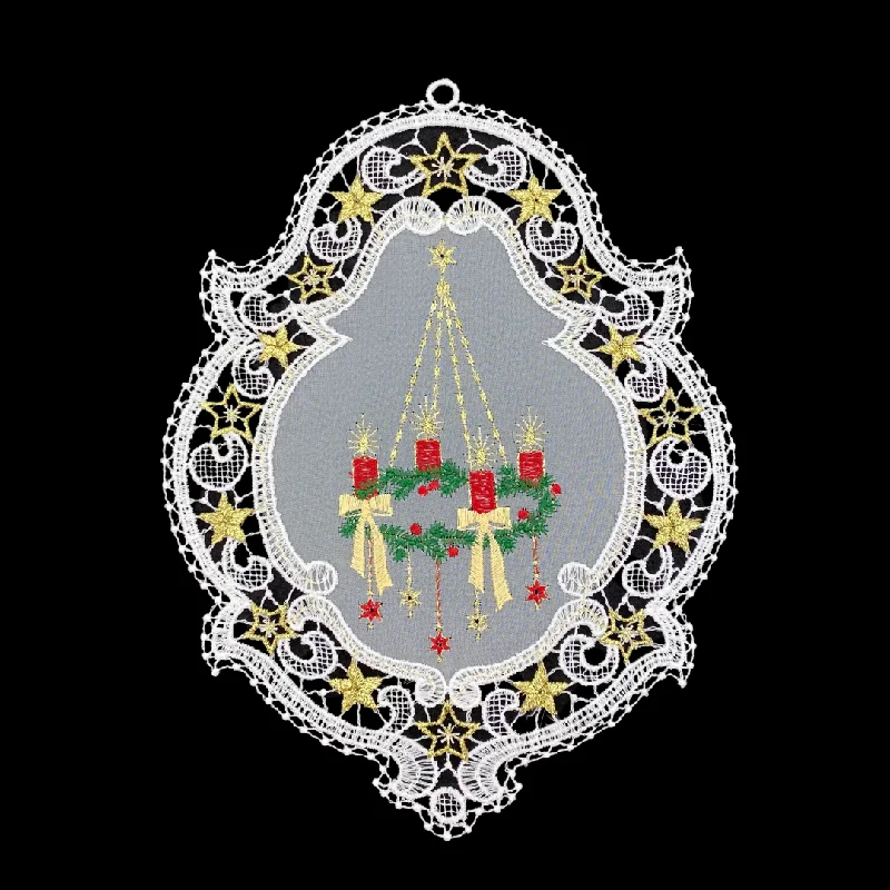 Advent Wreath in Lace Frame Window Hanging, StiVoTex by Vogel