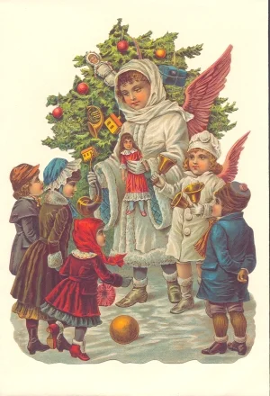 Angel and Children Victorian Standup Card by Ernst Freihoff Papierwaren