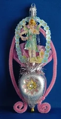 Angel in Pink Chenille Antique Style Ornament by Nostalgie