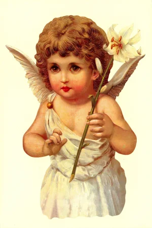 Angel with Lily Victorian Standup Card by Ernst Freihoff Papierwaren