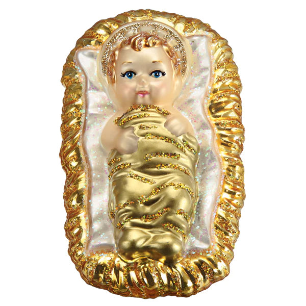 Baby Jesus In Manger Ornament - Old World Christmas