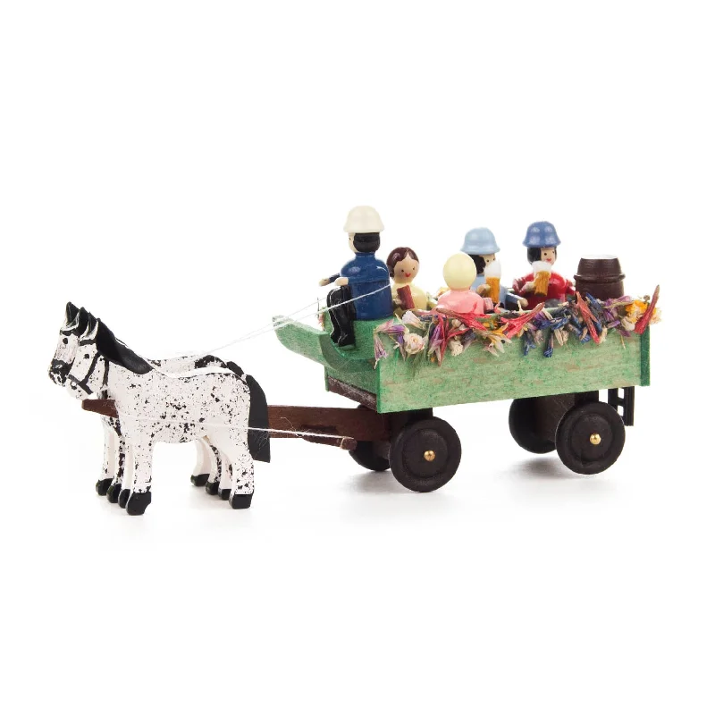 Miniature Horse-Drawn Cart with Beer Drinkers by Holzwarenfabrikation Joachim Hoyer