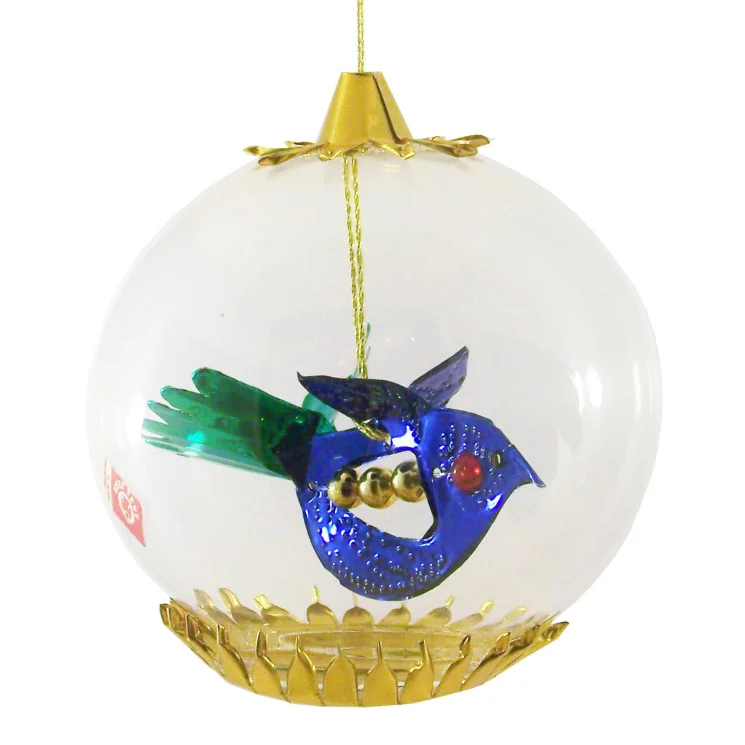 Bird Foil Ornament, blue and green by Resl Lenz