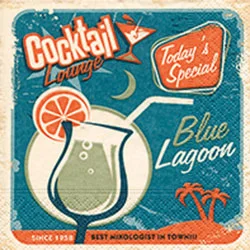 Blue Lagoon Cocktail Size Paper Napkins