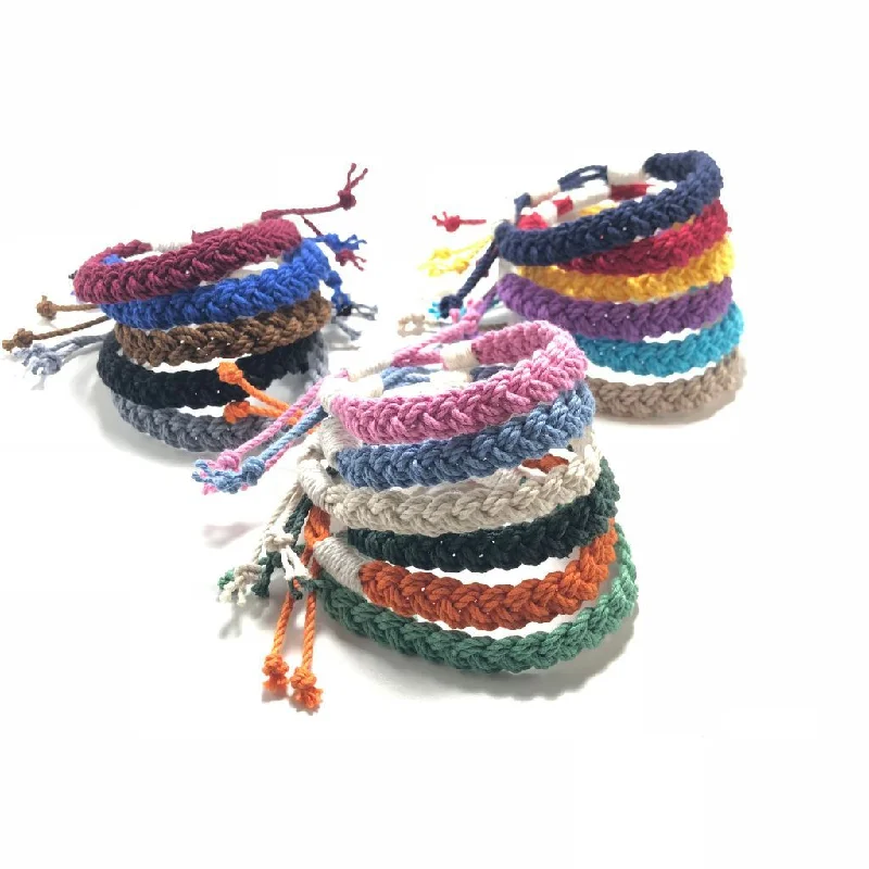 Bulk Pricing Adjustable Woven Bracelet, Choose from 18 Colors