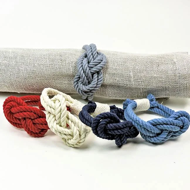 Bulk Pricing Figure Eight Infinity Knot Napkin Rings, Solid Color Sets of 4