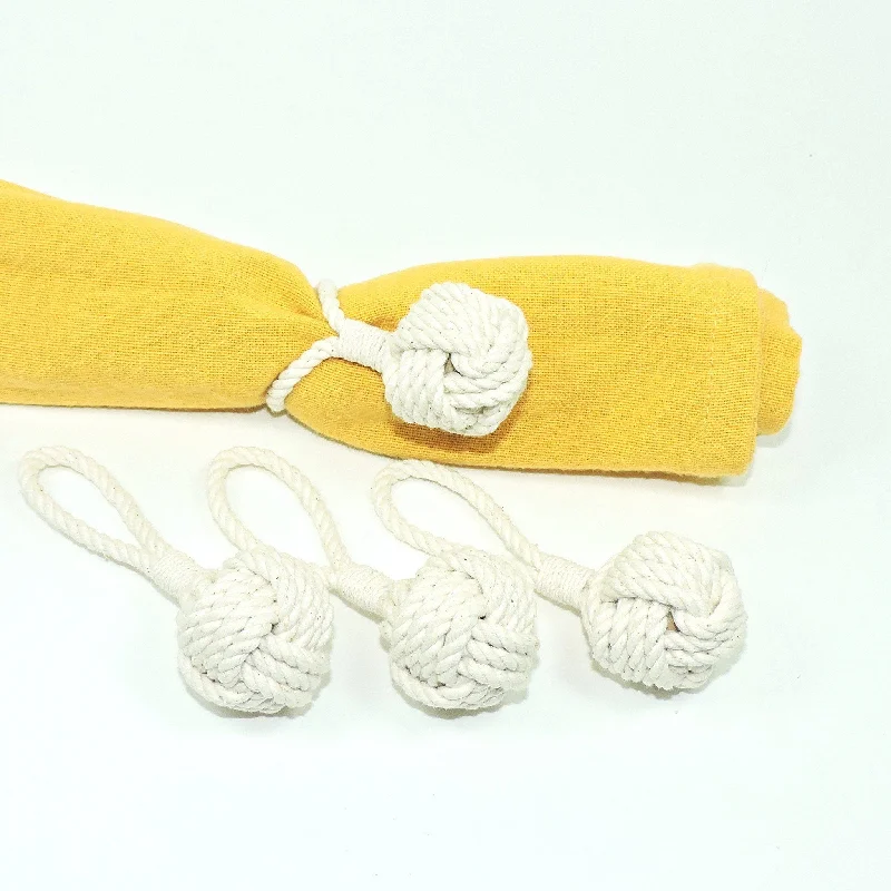 Bulk Pricing Monkey Fist Knot Napkin Rings, Set of Four