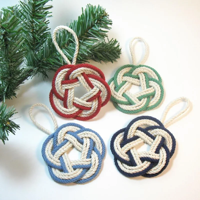 Bulk Pricing Sailor Knot Christmas Ornament, Striped Turkshead Knot