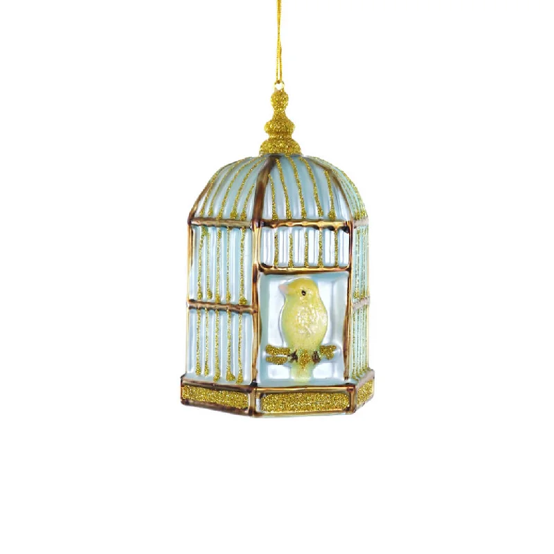 Canary Birdcage Ornament 4.5"