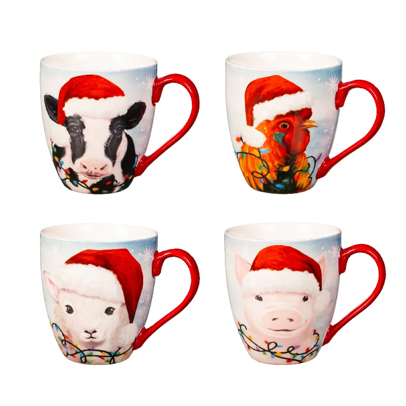 Ceramic Cups O' Java, 17oz., w/ Gift Box, Christmas Farm