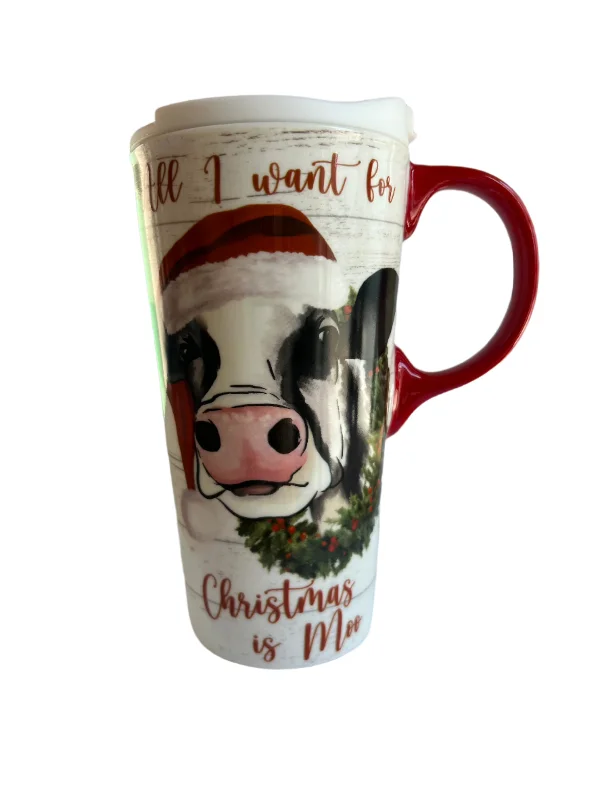 All I Want is Moo Ceramic Perfect Travel Cup, 17 oz., w/ box