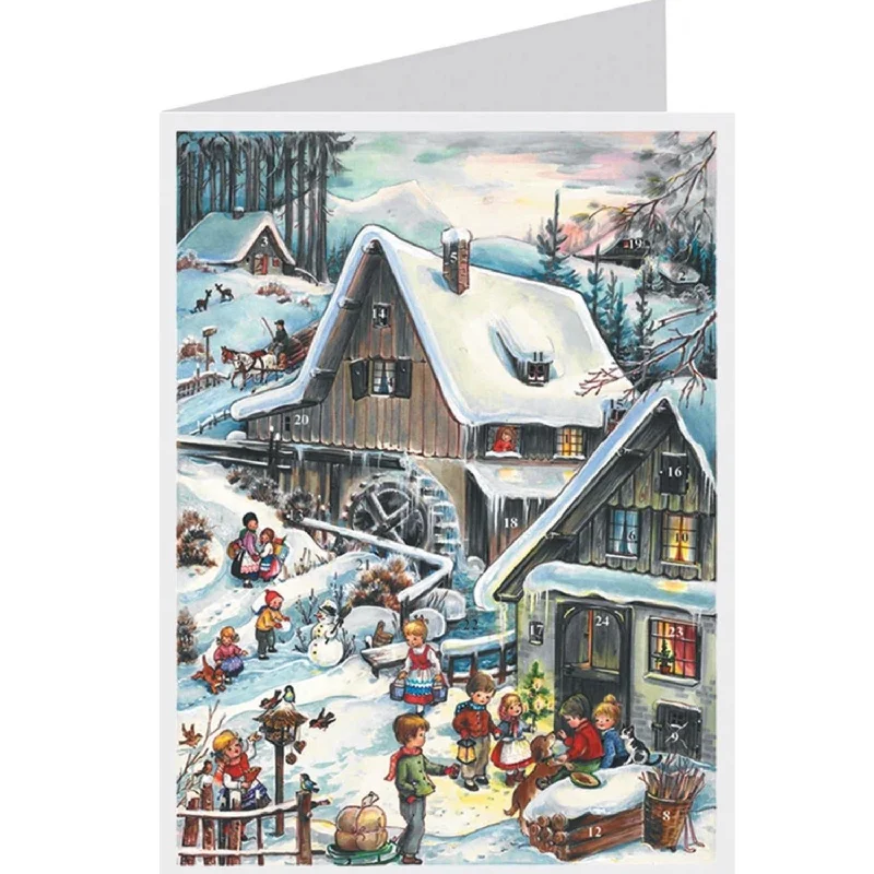 Children at the Mill Advent Calendar Card by Richard Sellmer Verlag