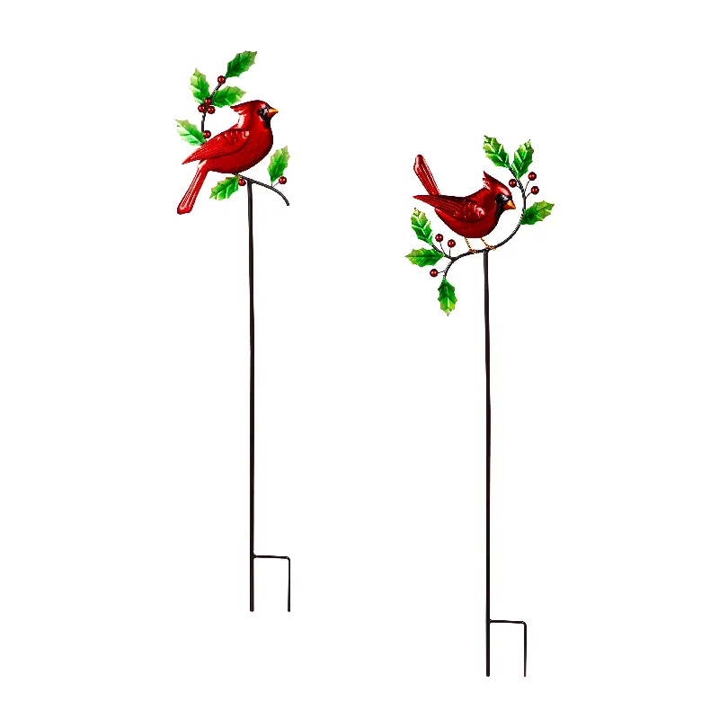 Christmas Cardinal Metal Garden Stake