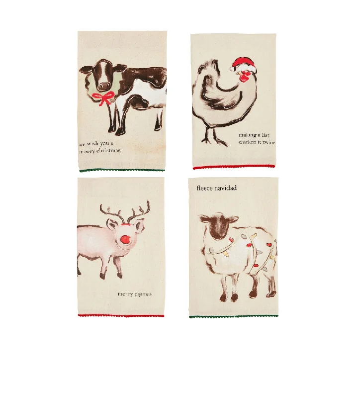 CHRISTMAS FARM ANIMAL TOWELS BY MUD PIE