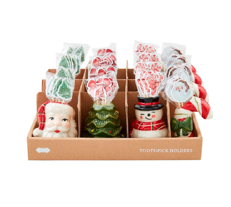 CHRISTMAS TOOTHPICK CADDY SETS BY MUD PIE