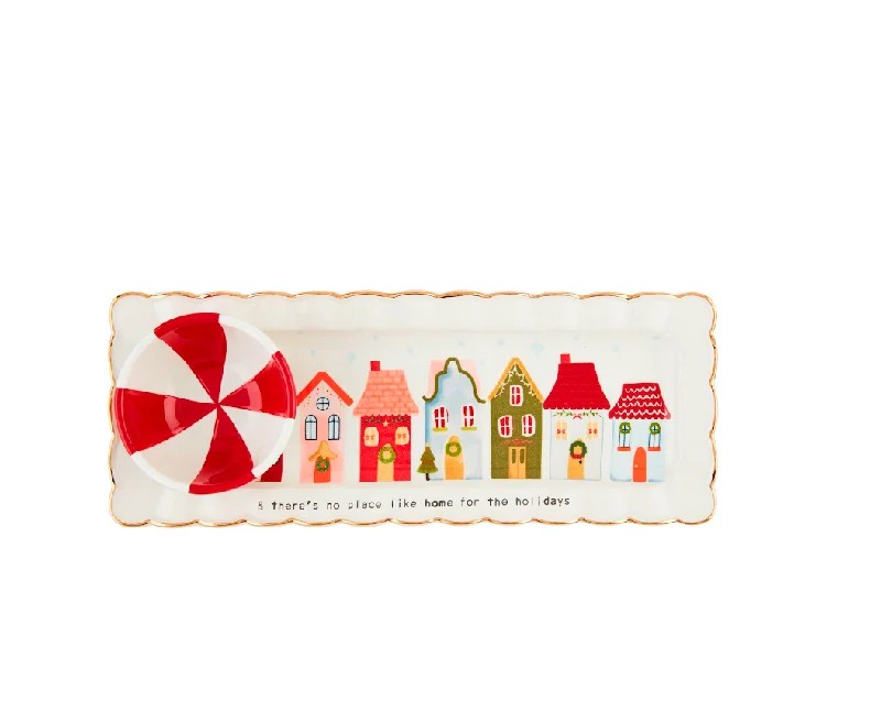 CHRISTMAS VILLAGE TRAY & DIP SET BY MUD PIE