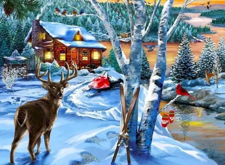 Paint by Number Christmas Cabin