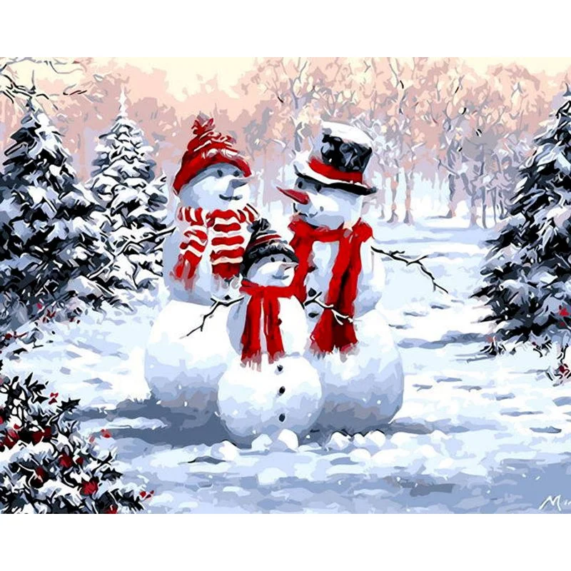 Paint By Number Christmas Snow Family