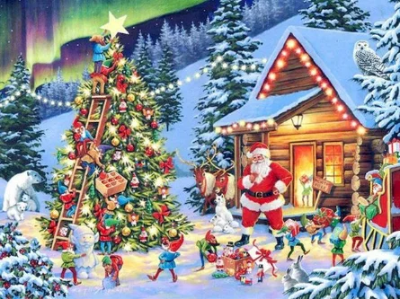 Paint by Number Santa and Elves