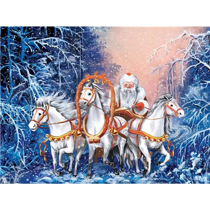 Paint by Number Santa Claus on a Carriage Ride