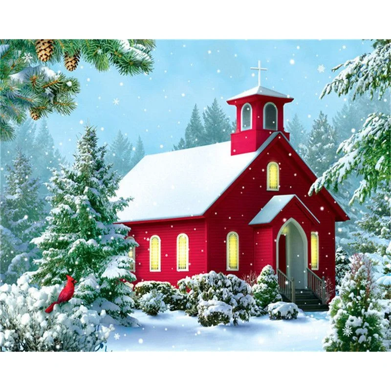 Paint By Number Quaint Winter Church