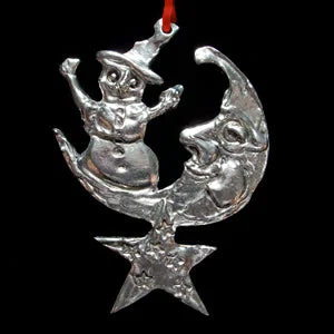 Snowman on the Moon Ornament