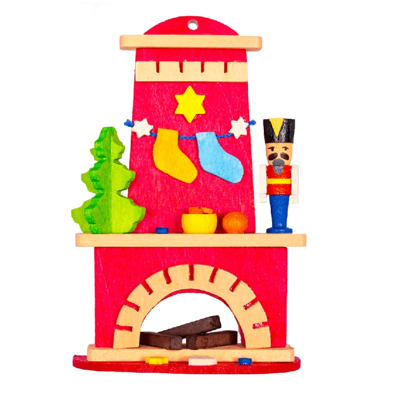 Fireplace with Nutcracker Ornament by Graupner Holzminiaturen