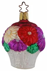 Flower Bouquet in Basket Ornament by Inge Glas of Germany