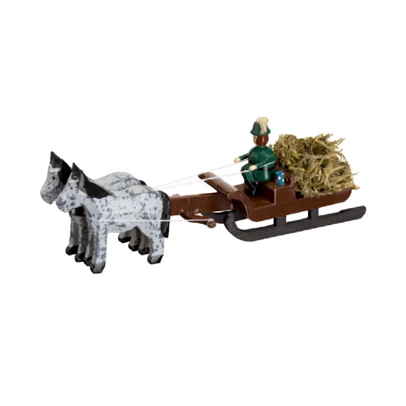 Miniature Horse-Drawn Sled with Forester by Holzwarenfabrikation Joachim Hoyer