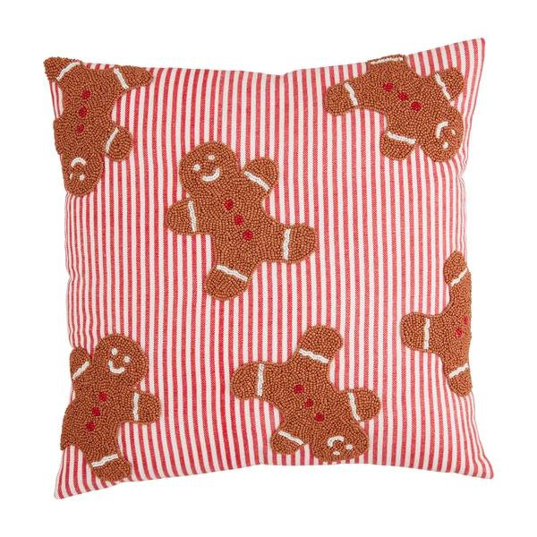 GINGERBREAD BEADED PILLOW BY MUD PIE